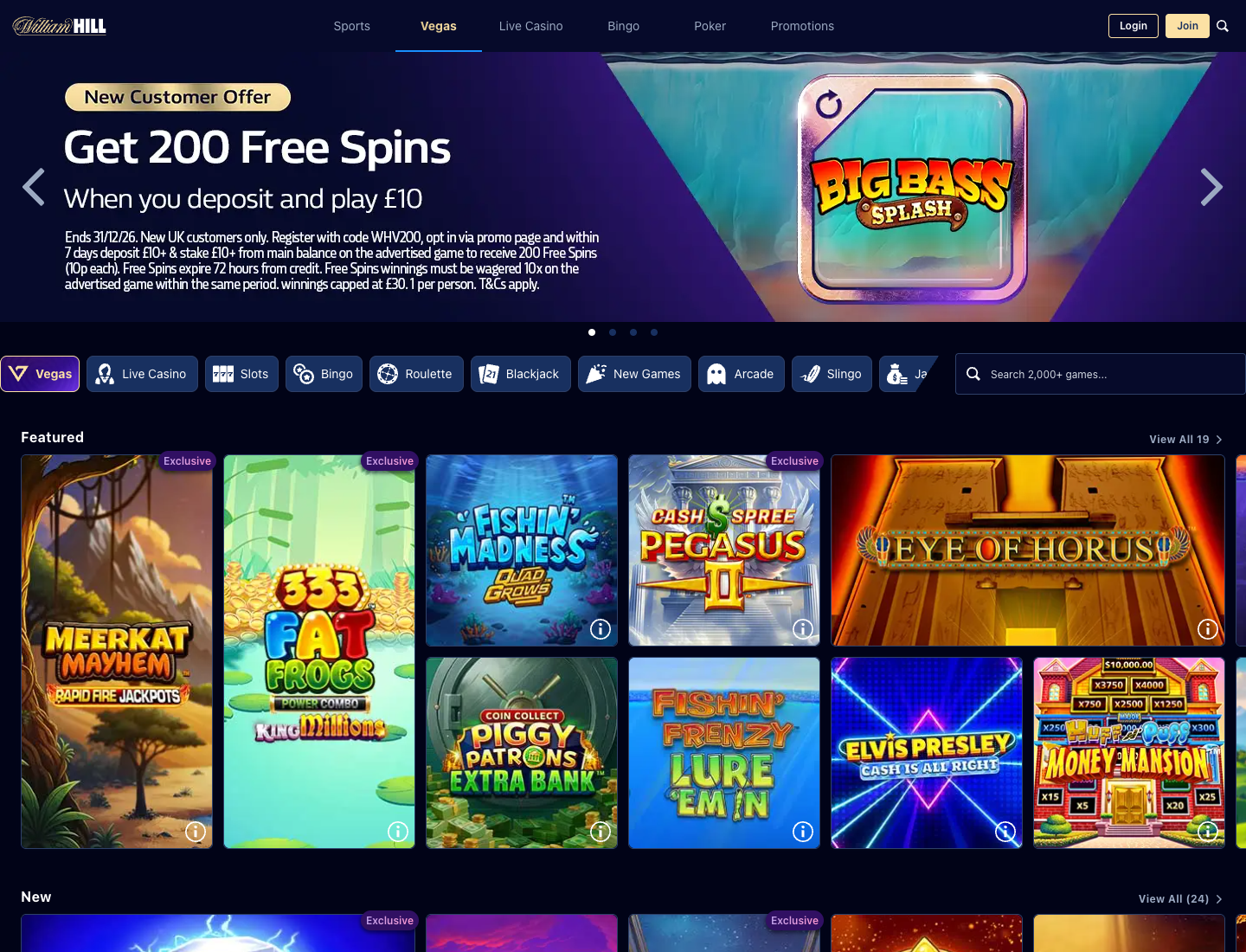 William Hill Casino homepage
